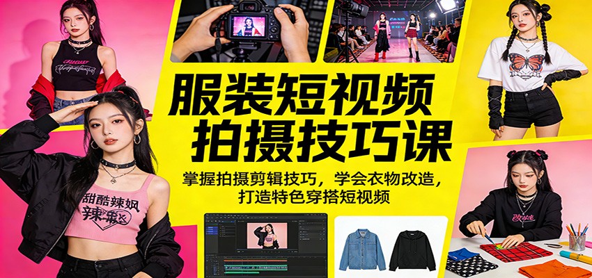 服装短视频拍摄技巧课：掌握拍摄剪辑技巧，学会衣物改造，打造特色穿搭短视频-副业资源网