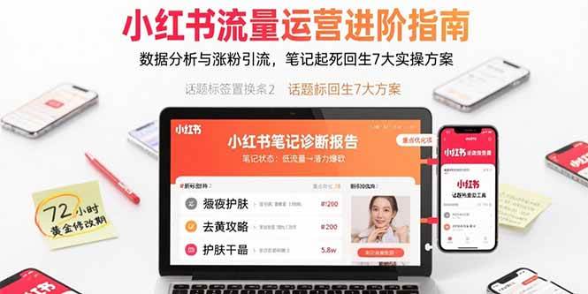 （15827期）小红书流量运营进阶指南，数据分析与涨粉引流，笔记起死回生7大实操方案-副业资源网