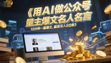 用AI做公众号流量主爆文名人名言，10分钟一篇爆文，最高月入5位数-副业资源网