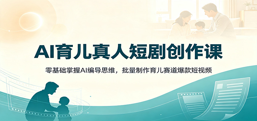AI育儿真人短剧创作课:零基础掌握AI编导思维,批量制作育儿赛道爆款短视频-副业资源网