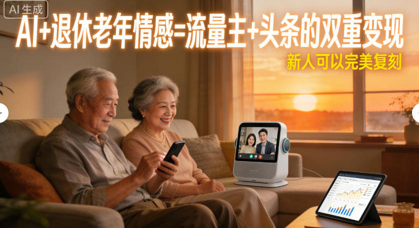 AI+退休老年情感=流量主+头条的双重变现，新人可以完美复刻-副业资源网