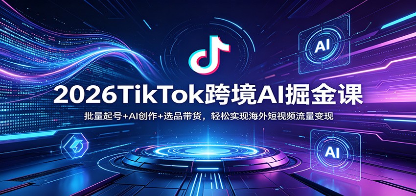 2026TikTok跨境AI掘金课：批量起号+AI创作+选品带货，轻松实现海外短视频流量变现-副业资源网