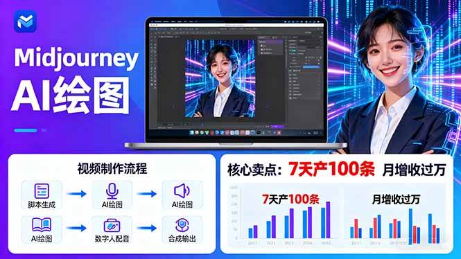 （16049期）AI绘图照片开口说话视频制作：Midjourney+数字人，7天产100条月增收过万-副业资源网