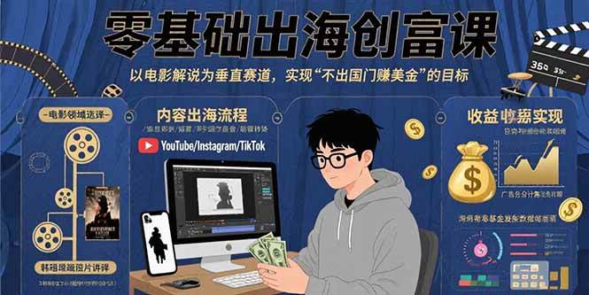 （15709期）零基础出海创富课：以电影解说为垂直赛道，实现不出国门赚美金的目标-副业资源网