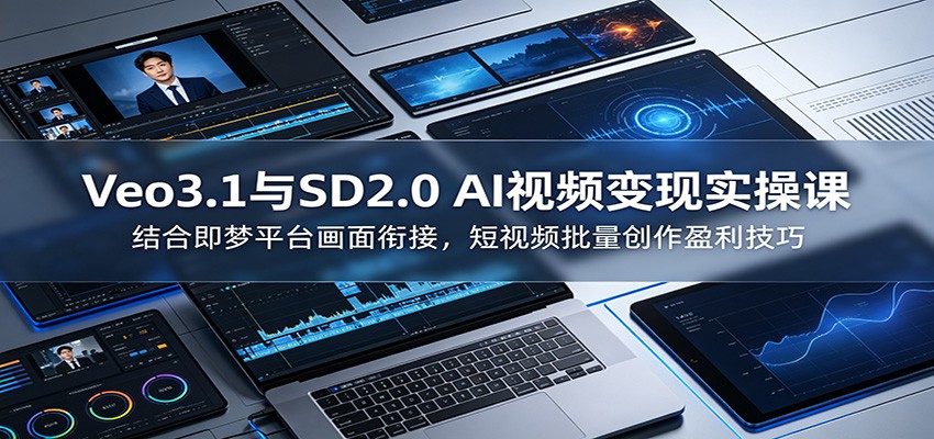 Veo3.1与SD2.0 AI视频变现实操课课:结合即梦平台画面衔接,短视频批量创作盈利技巧-副业资源网