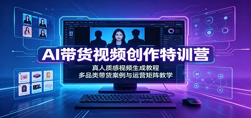AI带货视频创作特训营:真人质感视频生成教程,多品类带货案例与运营矩阵教学-副业资源网