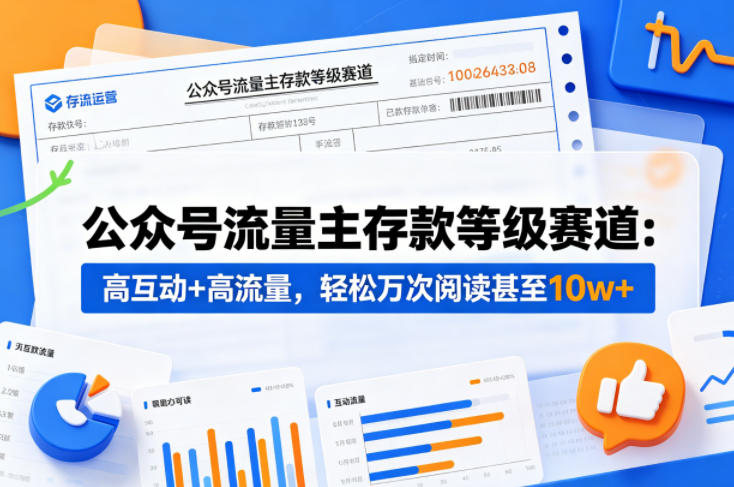 公众号流量主之存款等级赛道，高互动+高流量，轻松达到万次阅读，甚至10w+-副业资源网
