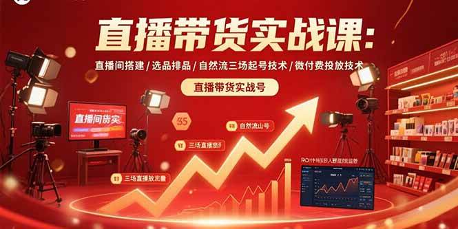 （15729期）直播带货实战课：直播间搭建/选品排品/自然流三场起号技术/微付费投放技术-副业资源网