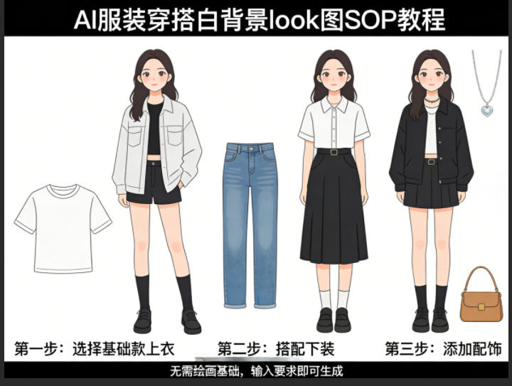 AI服装穿搭白背景look图SOP教程，不用会画画，提几句具体要求，AI就能还你一个奇迹-副业资源网