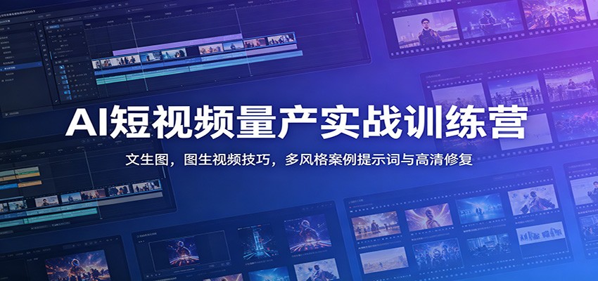 AI短视频量产实战训练营：文生图，图生视频技巧，多风格案例提示词与高清修复-副业资源网