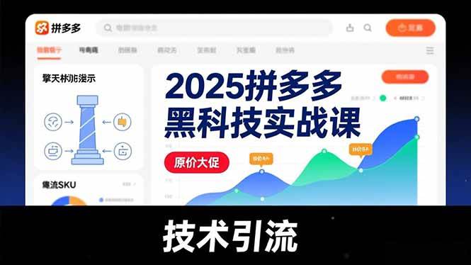 （16977期）2025拼多多黑科技实战课，擎天柱玩法、爆流SKU、原价大促，技术引流，单店日销轻松破千单-副业资源网