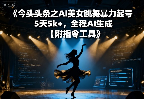 今日头条之AI美女跳舞暴力起号，5天1k+，全程AI生成【附指令工具】-副业资源网