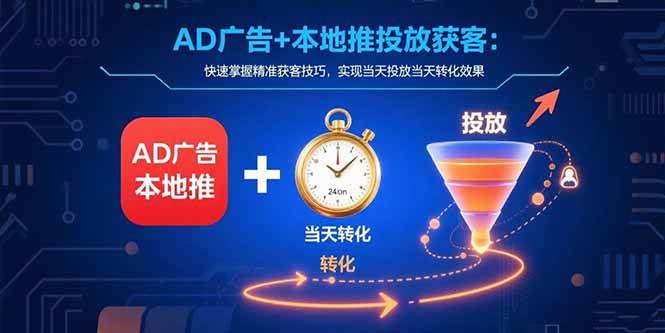 （15637期）AD广告+本地推投放获客：快速掌握精准获客技巧，实现当天投放当天转化效果-副业资源网