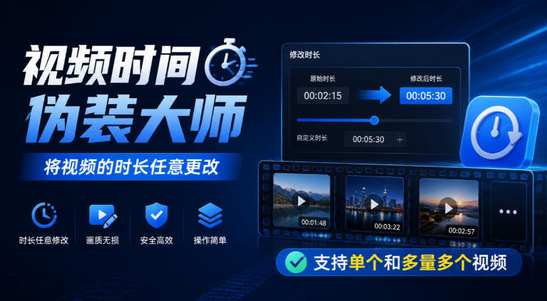 视频时间伪装大师，将视频的时长任意更改，支持单个和多量多个视频-副业资源网