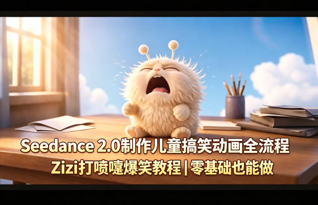 Seedance 2.0制作儿童搞笑动画全流程Zizi打喷嚏爆笑教程｜零基础也能做-副业资源网