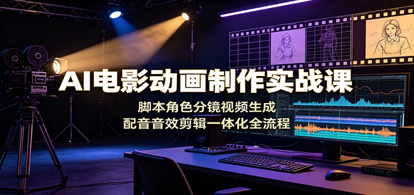 AI电影动画制作实战课：脚本角色分镜视频生成，配音音效剪辑一体化全流程-副业资源网