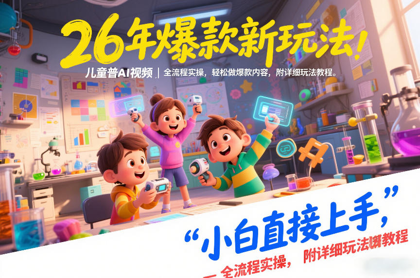 26年爆款新玩法，儿童科普AI视频，全流程实操，轻松做爆款内容，小白直接上手，附详细玩法教程-副业资源网
