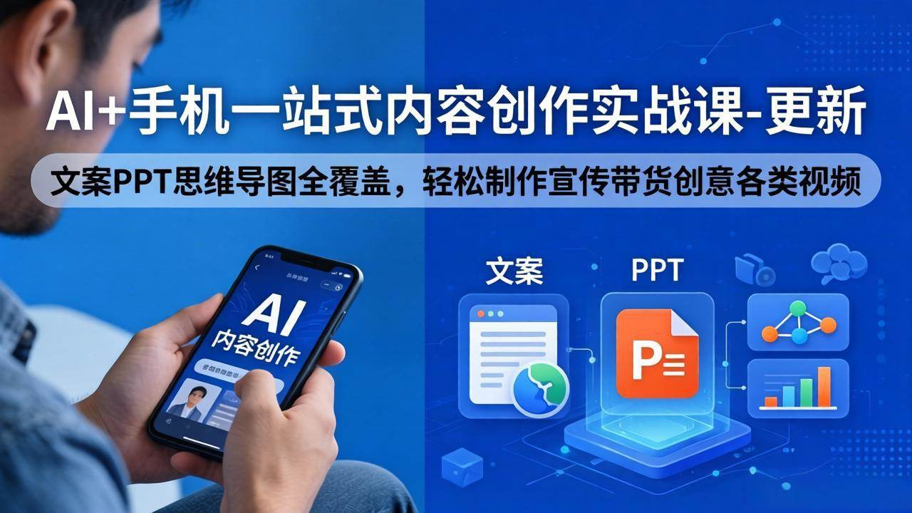 （18204期）AI+手机一站式内容创作实战课-更新，文案PPT思维导图全覆盖，轻松制作宣传带货创意各类视频-副业资源网
