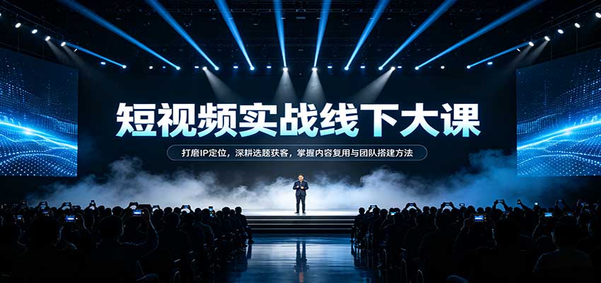 短视频实战线下大课:打磨IP定位,深耕选题获客,掌握内容复用与团队搭建方法-副业资源网