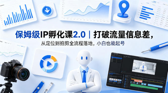 保姆级IP孵化课2.0｜打破流量信息差，从定位到拍剪全流程落地，小白也能起号-副业资源网