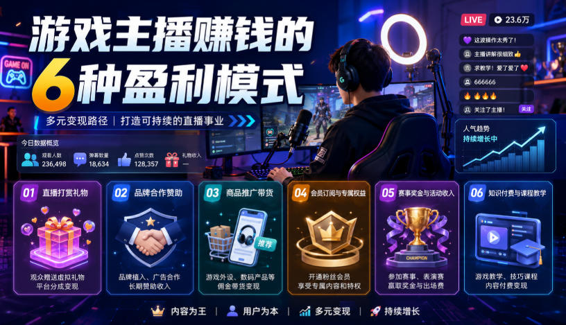 付费文章：游戏主播賺钱的6种盈利模式-副业资源网
