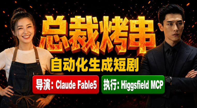 Claude Fable5担任导演+Higgsfield MCP落地执行｜《总裁烤串》真人质感短剧全自动AI生成全流程教学-副业资源网