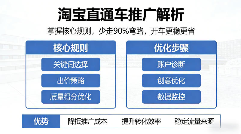 淘宝直通车推广解析，掌握核心规则，少走90%弯路，开车更稳更省-副业资源网