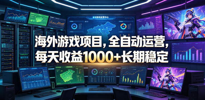 海外游戏项目，全自动运营，每天收益1000+长期稳定【揭秘】-副业资源网