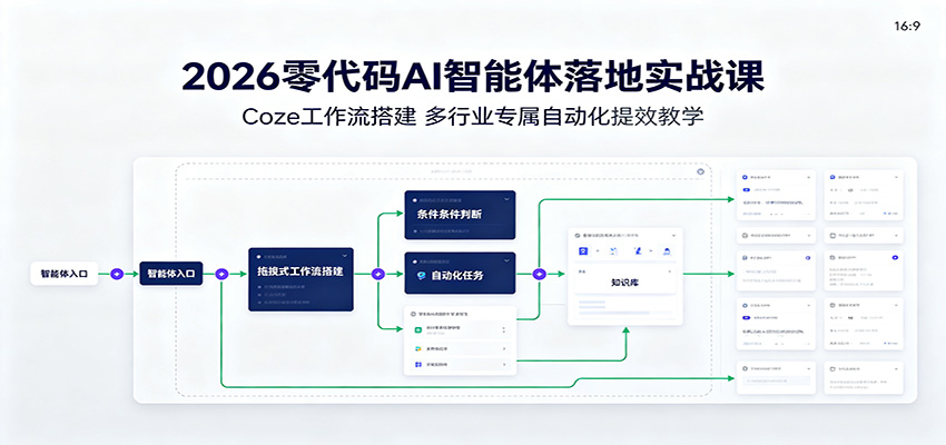 2026零代码AI智能体落地实战课:Coze工作流搭建,多行业专属自动化提效教学-副业资源网