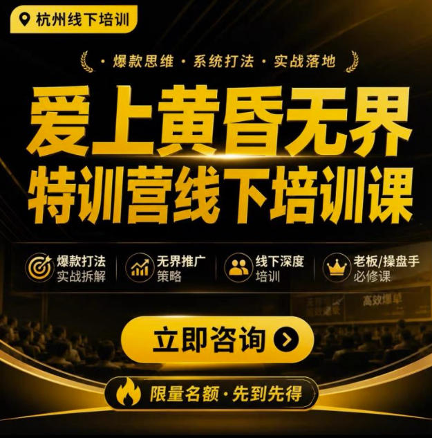 爱上黄昏无界特训营AI推广实战7月27-30杭州线下课,AI落地淘宝最完整的课程,学天猫淘宝的老板必看-副业资源网