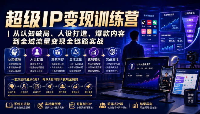 超级IP变现训练营｜从认知破局、人设打造、爆款内容到全域流量变现全链路实战-副业资源网
