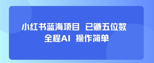 小红书蓝海项目，全程AI，操作简单，已挣五位数-副业资源网