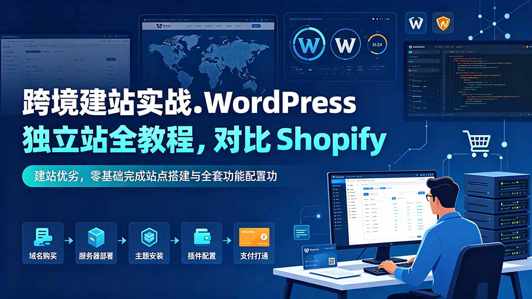跨境建站实战：WordPress 独立站全教程，对比 Shopify 建站优劣，零基础完成站点搭建与全套功能配置-副业资源网