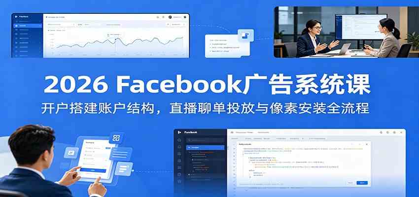 2026 Facebook广告系统课：开户搭建账户结构，直播聊单投放与像素安装全流程-副业资源网