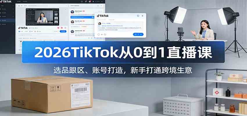 2026TikTok从0到1直播课：选品跟区、账号打造，新手打通跨境生意-副业资源网