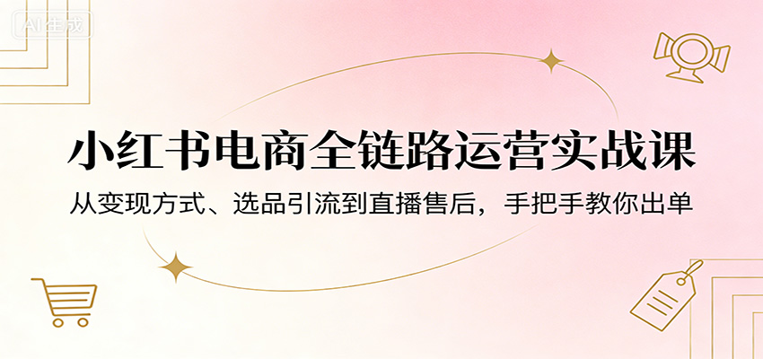 小红书电商全链路运营实战课：从变现方式、选品引流到直播售后，手把手教你出单-副业资源网