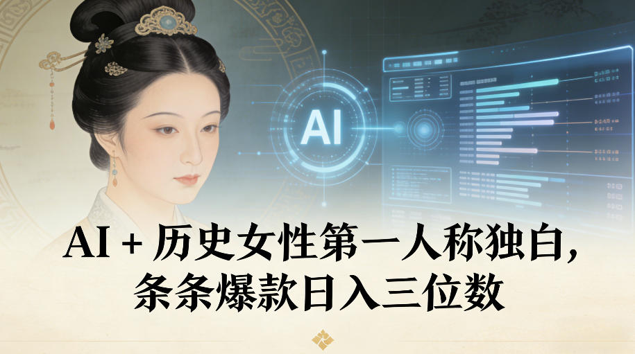 AI+历史女性第一人称独白,条条爆款日入三位数 AI+历史女性第一人称独白,条条爆款日入三位数