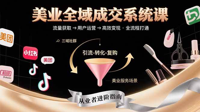 （15650期）美业全域成交系统课程：帮助美业从业者打通从流量获取到高效变现全流程-副业资源网