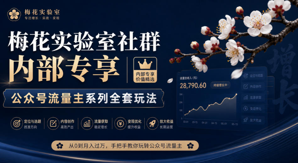 梅花实验室社群内部专享-公众号流量主系列全套玩法 梅花实验室社群内部专享-公众号流量主系列全套玩法