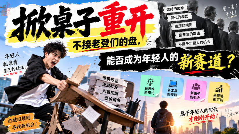 某公众号付费文章：掀桌子重开，不接老登们的盘，能否成为年轻人的新赛道？-副业资源网