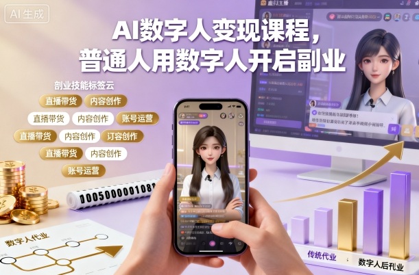 AI数字人变现课程，普通人用数字人开启副业-副业资源网