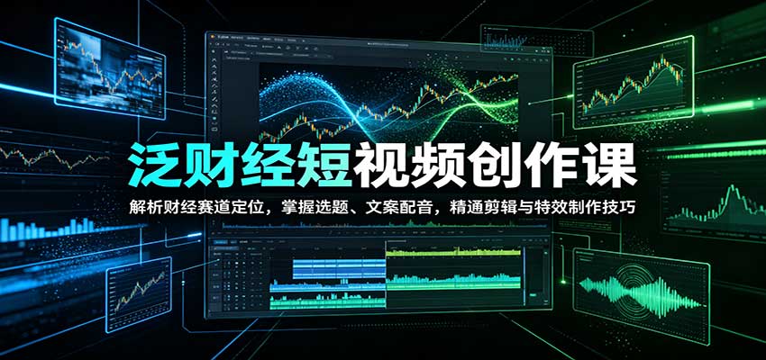 泛财经短视频创作课：解析财经赛道定位，掌握选题、文案配音，精通剪辑与特效制作技巧-副业资源网