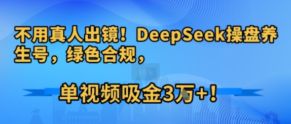 不用真人出镜！DeepSeek操盘养生号，绿色合规，单视频吸金3W+!-副业资源网