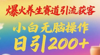 爆火养生赛道引流获客，小白无脑操作，日引200+-副业资源网