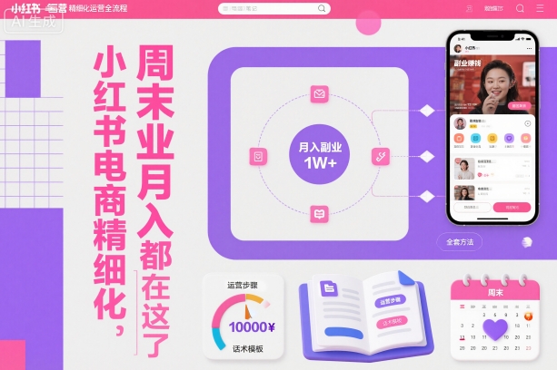 小红书电商精细化运营全流程，周末副业月入1W+，全套方法都在这了-副业资源网