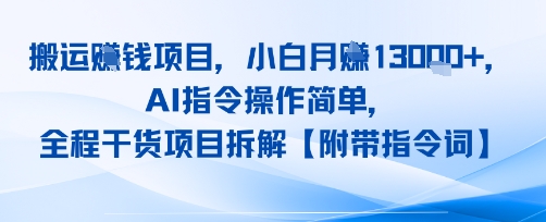 搬运挣钱项目，AI指令操作简单，小白月入1W+，全程干货项目拆解-副业资源网