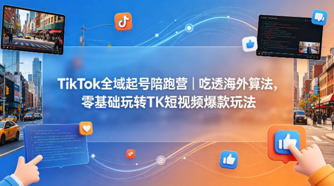 TikTok全域起号陪跑营｜吃透海外算法，零基础玩转TK短视频爆款玩法-副业资源网
