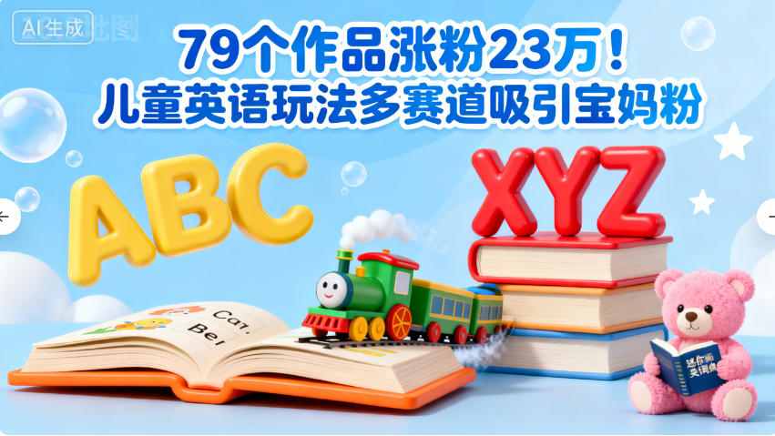 79个作品涨粉23w!儿童英语玩法多赛道吸引宝妈粉