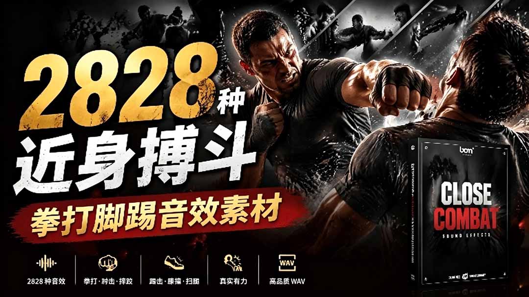宝藏级别音效！2828种近身搏斗拳打脚踢音效素材，全部中文分类，免解压使用 Close Combat-副业资源网