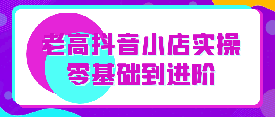 老高抖音小店实操零基础到进阶-副业资源网